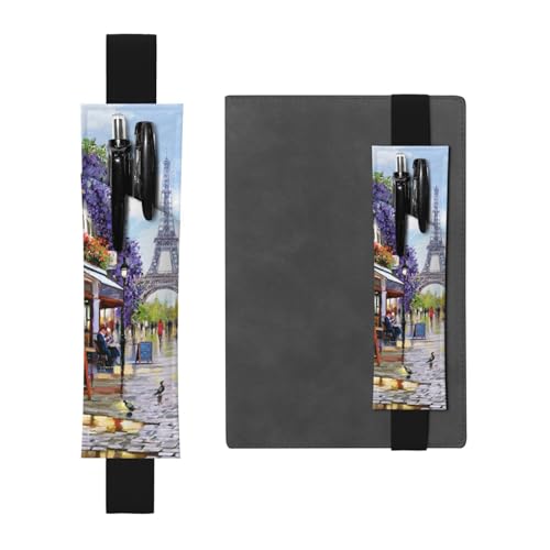 YFSGDLBN Paris Street Scene Eiffelturm bedrucktes Leder Stifthalter Lesezeichen Federmäppchen, Schwarz , Einheitsgröße, Münztasche von YFSGDLBN