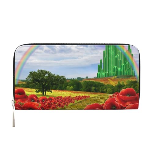 YFSGDLBN Poppies Field Yellow Brick Road Printed Leather Hand Wallet Long Genuine Leather Wallet Coin Purse, Schwarz , Einheitsgröße von YFSGDLBN