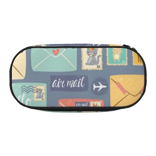 YFSGDLBN Postal Stationery Bedrucktes Federmäppchen, Federmäppchen, tragbare Schreibwaren-Tasche, Schwarz , Einheitsgröße, Münztasche von YFSGDLBN