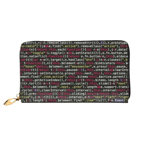 YFSGDLBN Programmierer Programmiercode gedruckt lange Echtleder Geldbörse Münzbörse Clutch Geldbörse Reißverschluss Karte Aufbewahrungstasche von YFSGDLBN
