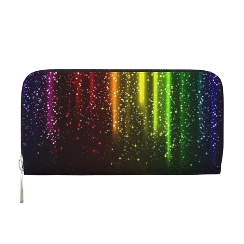 YFSGDLBN Rainbow Neon Printed Leather Hand Wallet Long Genuine Leather Wallet Coin Purse, Schwarz , Einheitsgröße von YFSGDLBN