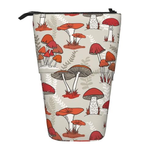 YFSGDLBN Rote Pilze bedrucktes Teleskop-Federmäppchen, vertikales Federmäppchen von YFSGDLBN