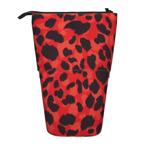 YFSGDLBN Rotes Leopardenmuster bedrucktes Teleskop-Federmäppchen von YFSGDLBN