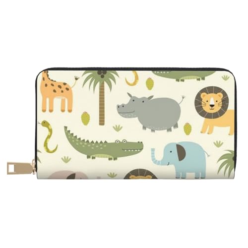 YFSGDLBN Safari Animals Printed Long Leather Wallet Clutch Wallet Zip Card Case, weiß, Einheitsgröße von YFSGDLBN