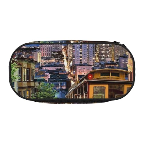 YFSGDLBN San Francisco Bedrucktes Federmäppchen, Federmäppchen, tragbare Schreibwaren-Tasche, Schwarz , Einheitsgröße, Münztasche von YFSGDLBN