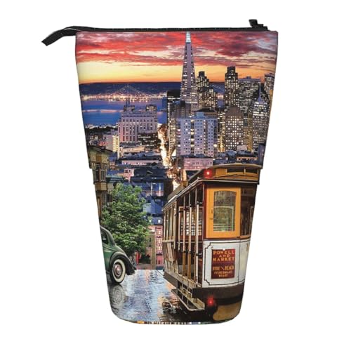 YFSGDLBN San Francisco bedrucktes Teleskop-Federmäppchen mit vertikalem Design von YFSGDLBN