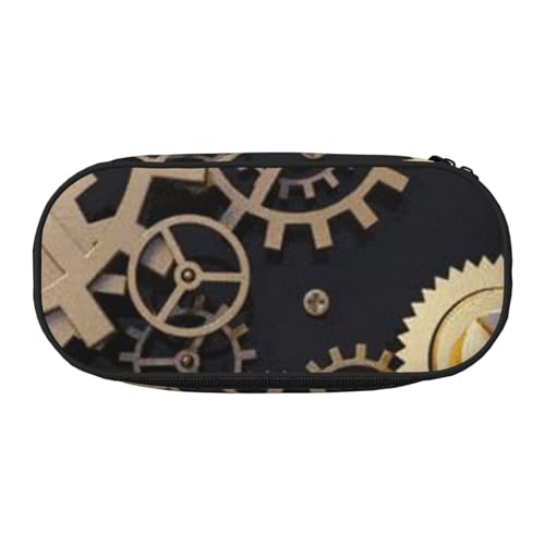 YFSGDLBN Steampunk-Federmäppchen mit mechanischen Zahnrädern, bedruckt, Federmäppchen, tragbare Schreibwaren-Tasche, Schwarz , Einheitsgröße, Münztasche von YFSGDLBN