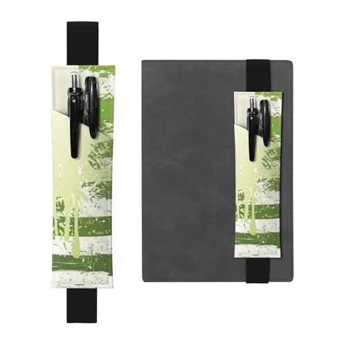 YFSGDLBN Stifteetui aus Leder, Motiv: Gras-Topf, Blattmuster, Lesezeichen, Federmäppchen, Schwarz , Einheitsgröße, Münztasche von YFSGDLBN