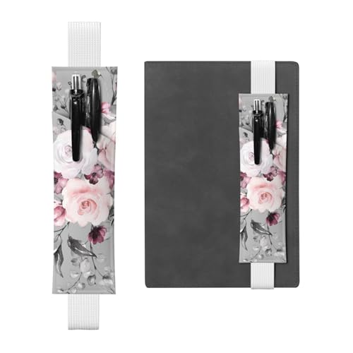 YFSGDLBN Stifteetui aus Leder mit Blumenmuster, mit Blumenmuster, Lesezeichen, Federmäppchen, weiß, Einheitsgröße, Münztasche von YFSGDLBN