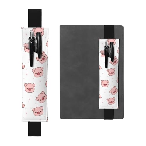 YFSGDLBN Stifteetui aus Leder mit Schweinchen-Motiv, Lesezeichen, Federmäppchen, Schwarz , Einheitsgröße, Münztasche von YFSGDLBN