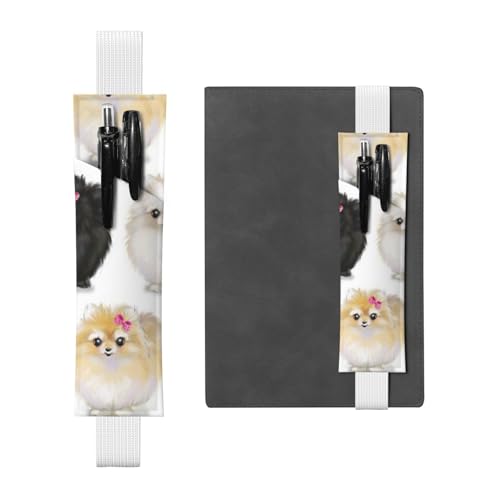 YFSGDLBN Stifteetui aus Leder mit Zwergspitzenmuster, Lesezeichen, Federmäppchen, weiß, Einheitsgröße, Münztasche von YFSGDLBN