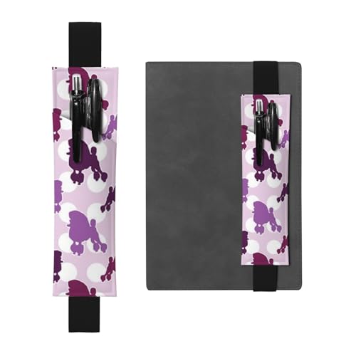YFSGDLBN Stifteetui aus Leder mit violettem Pudel, Punktemappe, Lesezeichen, Federmäppchen, Schwarz , Einheitsgröße, Münztasche von YFSGDLBN