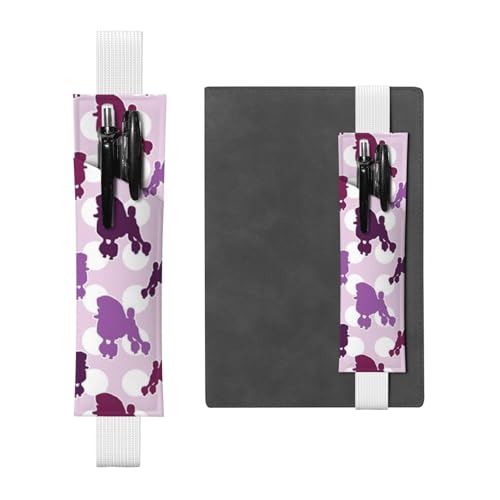 YFSGDLBN Stifteetui aus Leder mit violettem Pudel, Punktemappe, Lesezeichen, Federmäppchen, weiß, Einheitsgröße, Münztasche von YFSGDLBN