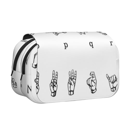 YFSGDLBN Stifteetui in Gebärdensprache, Alphabet, bedruckt, doppeltes Klappetui von YFSGDLBN