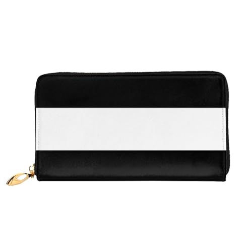 YFSGDLBN Streifen Schwarz Weiß Bedruckt Lange Echtes Leder Geldbörse Münzgeldbörse Clutch Geldbörse Reißverschluss Karte Aufbewahrungstasche von YFSGDLBN