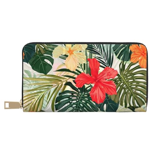 YFSGDLBN Summer Hawaiian Printed Long Leather Wallet Clutch Wallet Zip Card Case, weiß, Einheitsgröße von YFSGDLBN