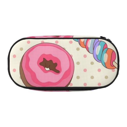 YFSGDLBN Sweet Lollipop Cupcake bedrucktes Federmäppchen, Federmäppchen, tragbare Schreibwaren-Tasche, Schwarz , Einheitsgröße, Münztasche von YFSGDLBN