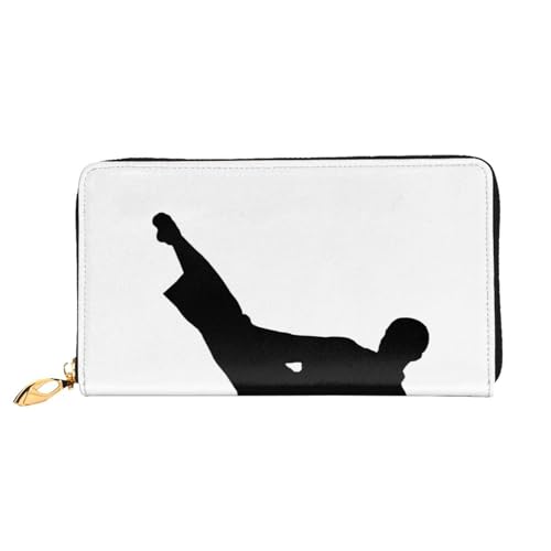 YFSGDLBN Taekwondo Martial Arts bedruckte lange Geldbörse aus echtem Leder Geldbörse Münzgeldbörse Clutch-Geldbörse Reißverschluss Kartenaufbewahrungstasche von YFSGDLBN