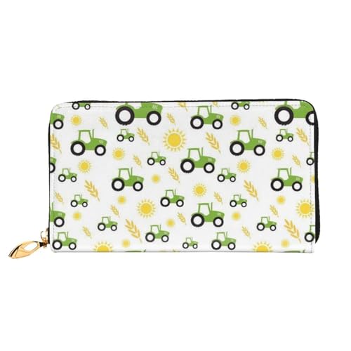 YFSGDLBN Traktor Farming bedruckte lange Geldbörse aus echtem Leder, Münzgeldbörse, Clutch, Geldbörse, Reißverschluss, Karten-Aufbewahrungstasche von YFSGDLBN