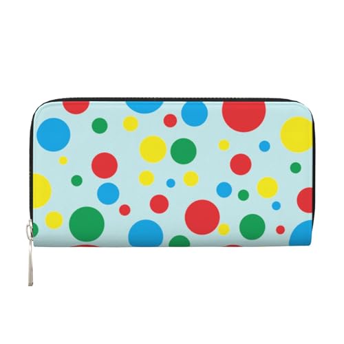 YFSGDLBN Twister Polka Dots Bedruckte Leder Handgeldbörse Lang Echtes Leder Geldbörse Münzbörse, Schwarz , Einheitsgröße von YFSGDLBN
