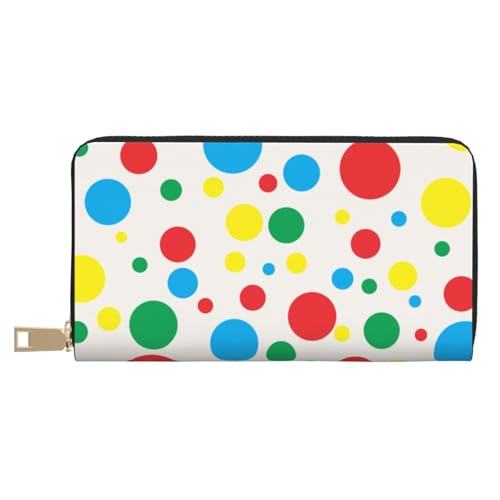 YFSGDLBN Twister Polka Dots Printed Long Leather Wallet Clutch Wallet Zip Card Case, weiß, Einheitsgröße von YFSGDLBN
