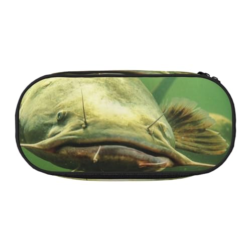 YFSGDLBN Unterwasserwels-bedrucktes Federmäppchen, Federmäppchen, Federmäppchen, tragbare Schreibwaren-Tasche, Schwarz , Einheitsgröße, Münztasche von YFSGDLBN