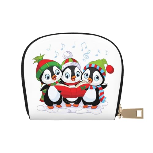 YFSGDLBN Weihnachtspinguin bedruckte Lederschale Kartenbeutel Reißverschluss Kartenhalter Münzorganizer, weiß, Einheitsgröße von YFSGDLBN