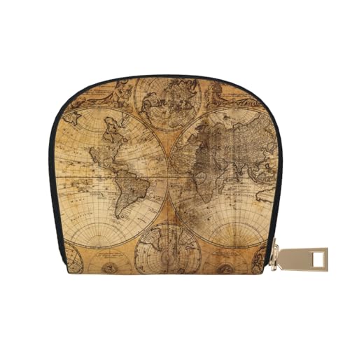 YFSGDLBN Weltkarte bedrucktes Lederetui Kartenetui Reißverschluss Kartenhalter Münzorganizer, weiß, Einheitsgröße von YFSGDLBN