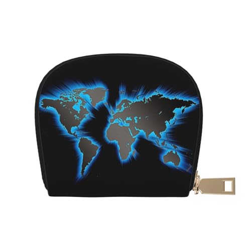 YFSGDLBN Weltkarte bedrucktes Lederetui Kartenetui Reißverschluss Kartenhalter Münzorganizer, weiß, Einheitsgröße von YFSGDLBN