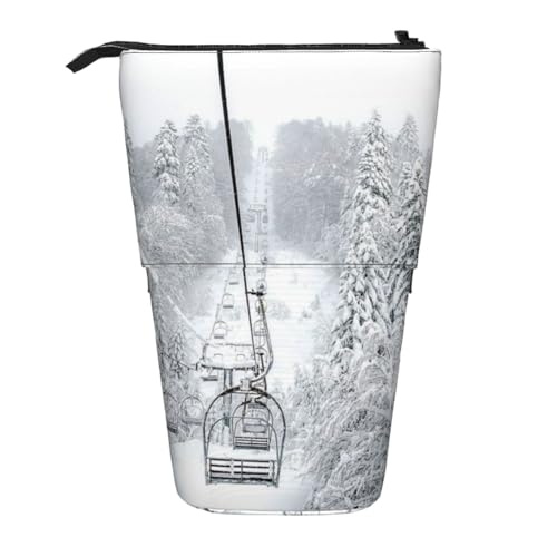 YFSGDLBN Winter Old Cable Skilift Printed Pencil Telescopic Vertical Pencil Case von YFSGDLBN
