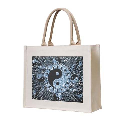 YFSGDLBN Ying Yang Diagramm bedruckte Canvas-Tragetasche Handtasche Schultertasche von YFSGDLBN