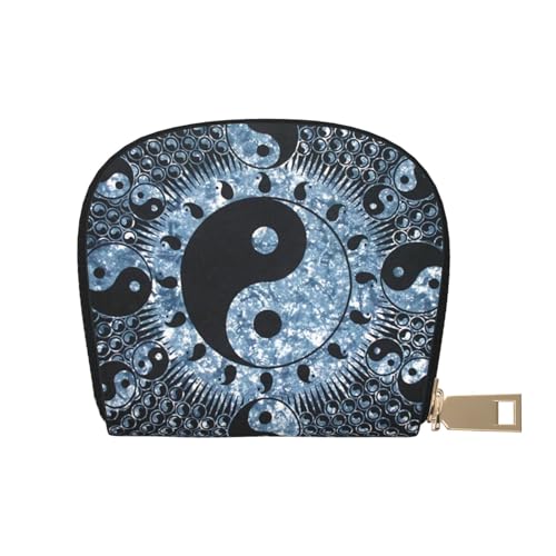 YFSGDLBN Ying Yang Diagramm bedruckte Lederschale Kartenbeutel Reißverschluss Kartenhalter Münzorganizer, weiß, Einheitsgröße von YFSGDLBN