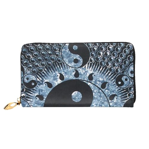 YFSGDLBN Ying Yang Diagramm bedruckte lange Geldbörse aus echtem Leder, Münzgeldbörse, Clutch, Geldbörse, Reißverschluss, Karten-Aufbewahrungstasche von YFSGDLBN