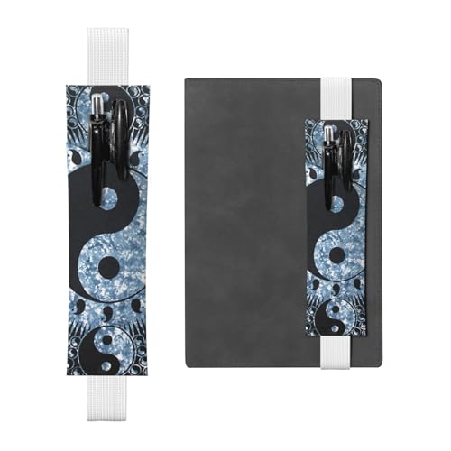YFSGDLBN Ying-Yang-Diagramm bedrucktes Leder-Stifthalter-Lesezeichen-Federmäppchen, weiß, Einheitsgröße, Münztasche von YFSGDLBN