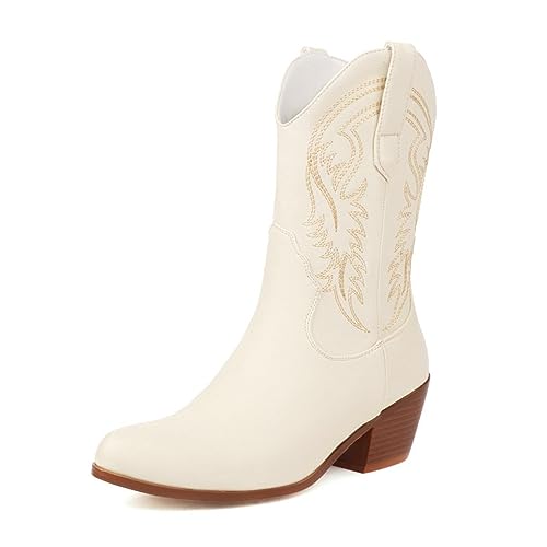 YFZBJY Damen Stiefeletten I Cowboystiefel I Wildleder I Lederfutter I Handgefertigte Schuhe I Western Boot,Beige,43 EU YFZBJY Damen Stiefeletten I Cowboystiefel I Wildleder I Lederfutter I Handgefertigte Schuhe I Western Boot,Beige,43 EU von YFZBJY