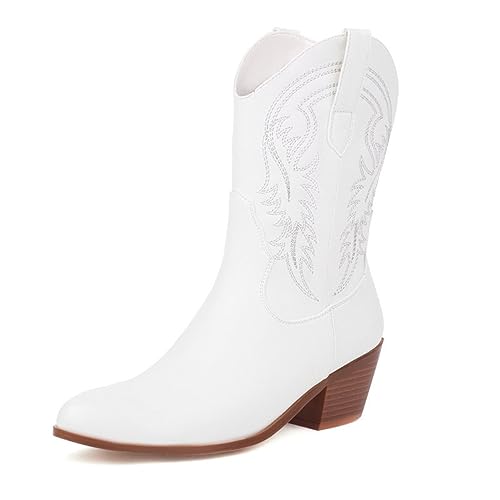 YFZBJY Damen Stiefeletten I Cowboystiefel I Wildleder I Lederfutter I Handgefertigte Schuhe I Western Boot,Weiß,43 EU YFZBJY Damen Stiefeletten I Cowboystiefel I Wildleder I Lederfutter I Handgefertigte Schuhe I Western Boot,Weiß,43 EU von YFZBJY