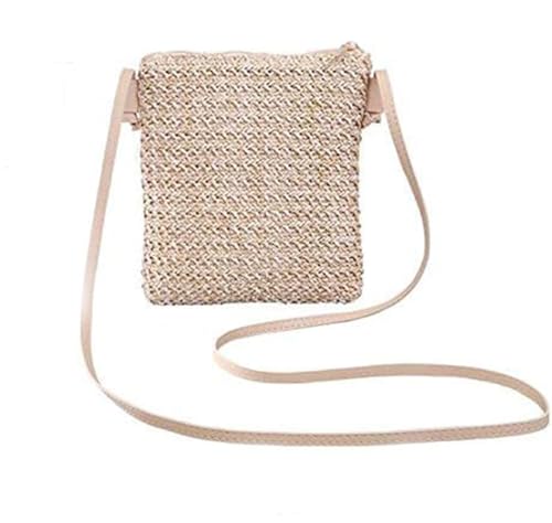 YFZCLYZAXET Strohtaschen Strandtasche Damenmode Strohtasche Rattan Gewebte Geldbörse Crossbody Messenger Bag Zopf Kleine Quadratische Handtasche Boho Beach Khaki von YFZCLYZAXET