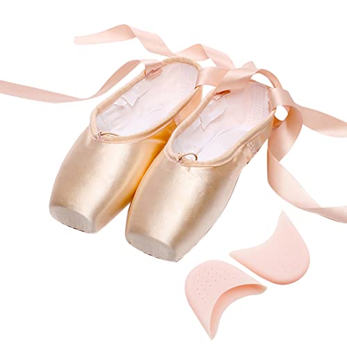 YFZHF Ballett Spitzenschuhe Satin Professionelle Tanzschuhe Mit angenähtem Band und Silikonkappe Damen von YFZHF