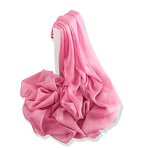 YFZYT Mode Frauen lange weiche Wrap Schal Damen Sonnencreme Stickerei Feder Muster Voile Schal leichte Abend Wrap Hochzeit Sheer - Pfirsich Pink von YFZYT