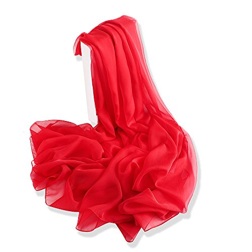 YFZYT Plain Farbe Schal Chiffon Stola Scarves in verschiedenen Farben, Leichtgewicht Damen Schal für Alltag und Muttertagsgeschenke - Rot von YFZYT
