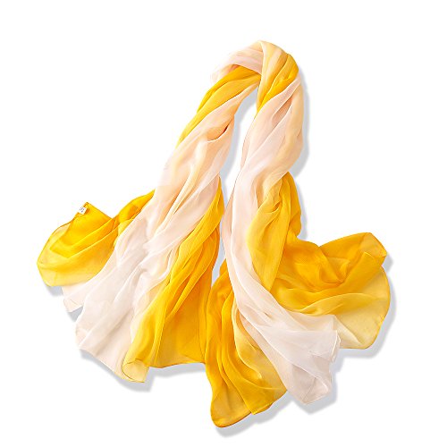 YFZYT Sommerschals Damen Mode weichen Schal Schal Hals Wrap Kopftuch Stola, Anti-UV Feder Stickerei Muster Chiffon Seidenschal Schal - Farbverlauf Farbe#12 von YFZYT
