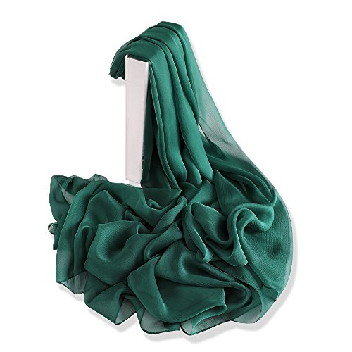 YFZYT Sommerschals Frauen Lady Mädchen Schals, Sonnenschutz Bestickt Feder Muster Weichen Seide Langen Schal Stola Schal Farbverlauf Geschenk Freundin Damen Wrap Stola - Dunkelgrün von YFZYT