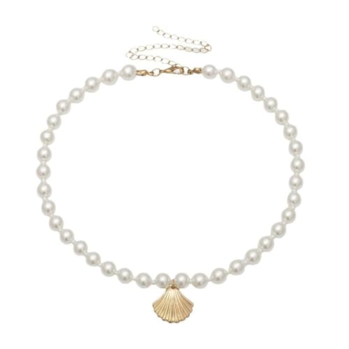 Goldfarbene Muschel-Choker-Halskette für Damen, Muschel-Anhänger, Perlen-Choker-Halskette, Sommer-Strand-Schmuck für Frauen, Small, Legierter Stahl, Kein Edelstein Goldfarbene Muschel-Choker-Halskette für Damen, Muschel-Anhänger, Perlen-Choker-Halskette, Sommer-Strand-Schmuck für Frauen, Small, Legierter Stahl, Kein Edelstein von YGBDS