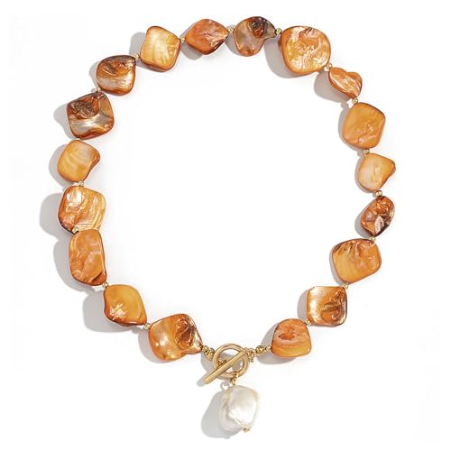 Halskette mit klobigem Muschel-Anhänger für Damen, bunt, unregelmäßige Muschelperlen, Barockperlenanhänger, Boho, Sommer, Strand, Schmuck für Frauen, Small, Legierter Stahl, Kein Edelstein Halskette mit klobigem Muschel-Anhänger für Damen, bunt, unregelmäßige Muschelperlen, Barockperlenanhänger, Boho, Sommer, Strand, Schmuck für Frauen, Small, Legierter Stahl, Kein Edelstein von YGBDS