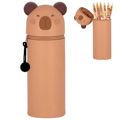 YGCHEN 2-in-1 Silikon Federmäppchen - Motiv Capybara, Kawaii Mäppchen, Kinder Reißverschluss Stiftehalter, Make Up Tasche, Pencil Case, für Schule, Büro & Deko von YGCHEN