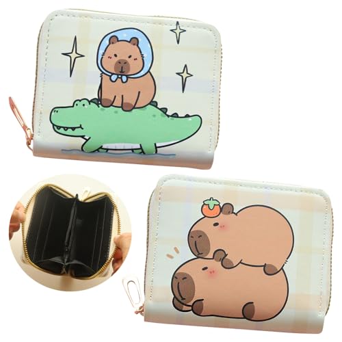 YGCHEN Capybara Geldbörse Süße Wasserschwein Geldbeutel Capibara Leder Portemonnaie Mini Münztasche Kindergeburtstagsgeschenk 2 Stück von YGCHEN