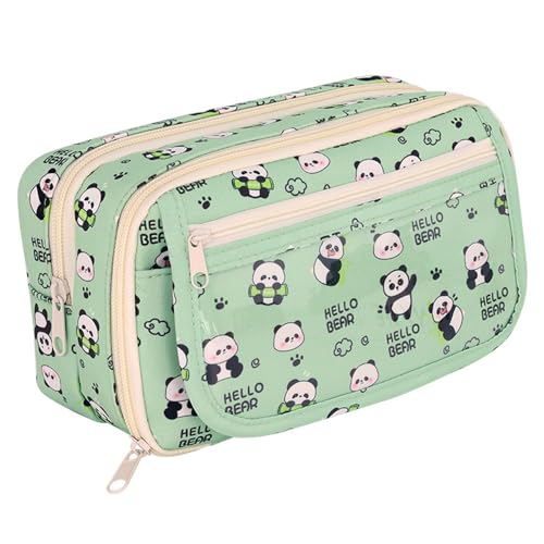 YGCHEN Federmäppchen Panda Mäppchen Kawaii Schreibwaren Tasche Große Kapazität Federtasche Panda Pencil Case Schreibwaren Organizer von YGCHEN