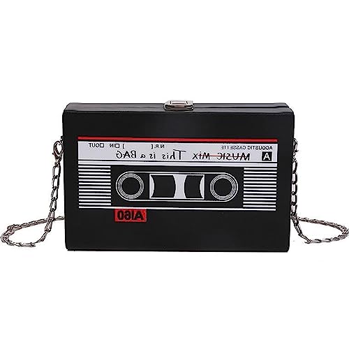 YGCHEN Kassetten Handtasche 90er Jahren Umhängetasche Retro Tasche Kassette Handtasche Damen Schultertasche Disco Party Dekoration 80er 90er Jahre Musik Handtaschen für Damen Mädchen von YGCHEN