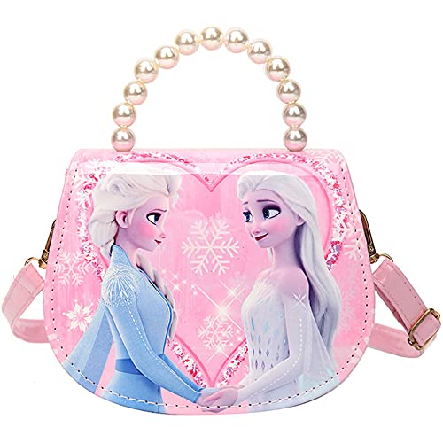 YGCHEN Mädchen Handtasche für Frozen Umhängetasche Prinzessin Taschen Elsa Schultertasche für Kinder Mädchen zum Ausgehen Reisen (1 * Rosa) von YGCHEN