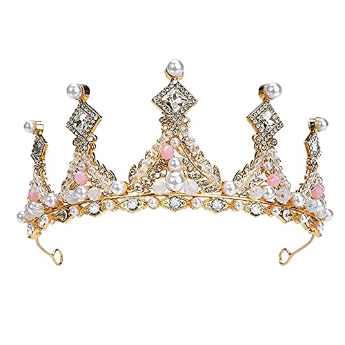 YGCHEN Prinzessin Diadem Hochzeit Krone Tiara Kristallkrone Krone Damen Tiara Mädchen Diadem Strass Haarschmuck Stirnband Geburtstagskrone Kinder Kristalle Diadem von YGCHEN